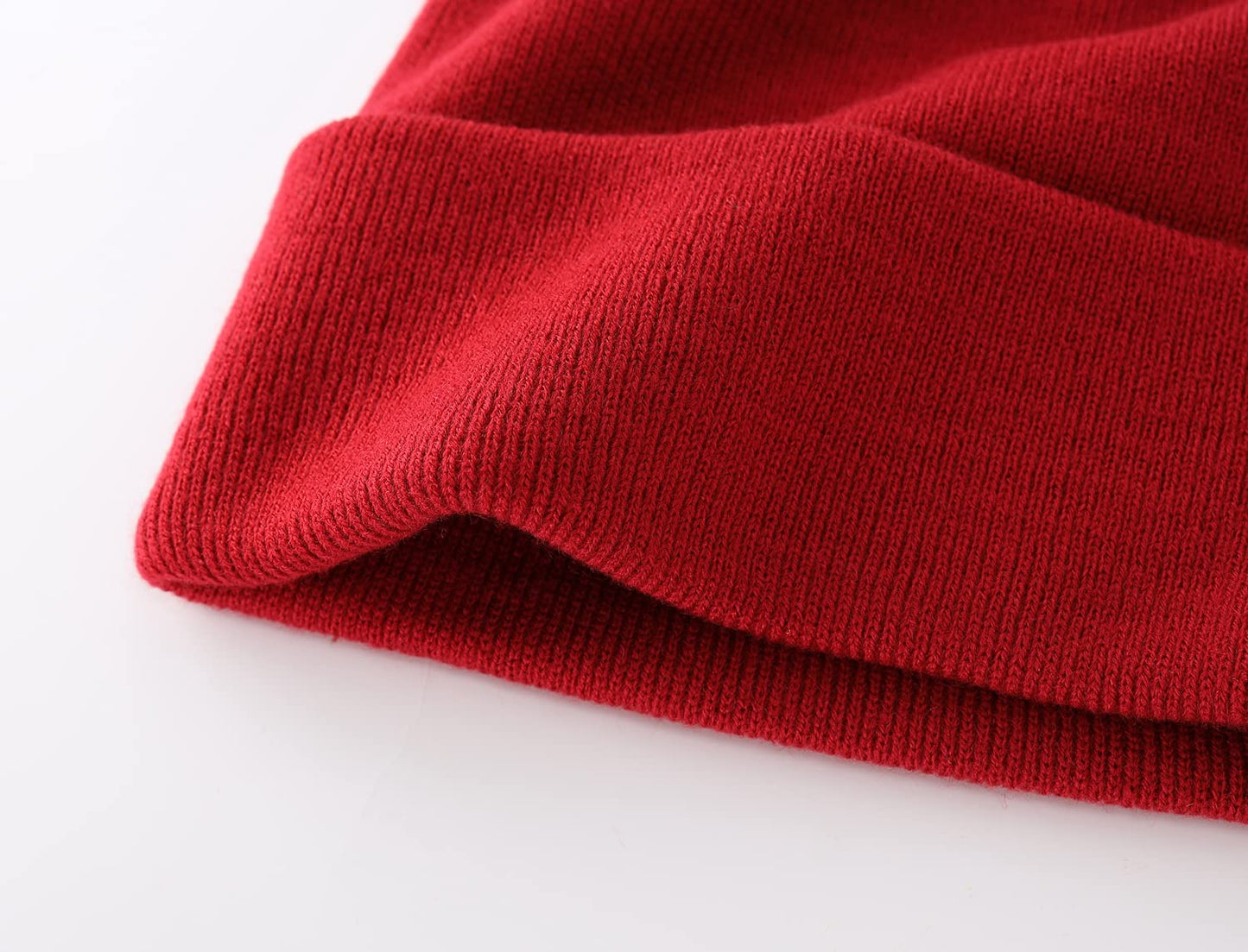 Home Prefer Men's Winter Hats Acrylic Knit Cuff Beanie Cap Unisex Warm Beanie Hat Dark Red