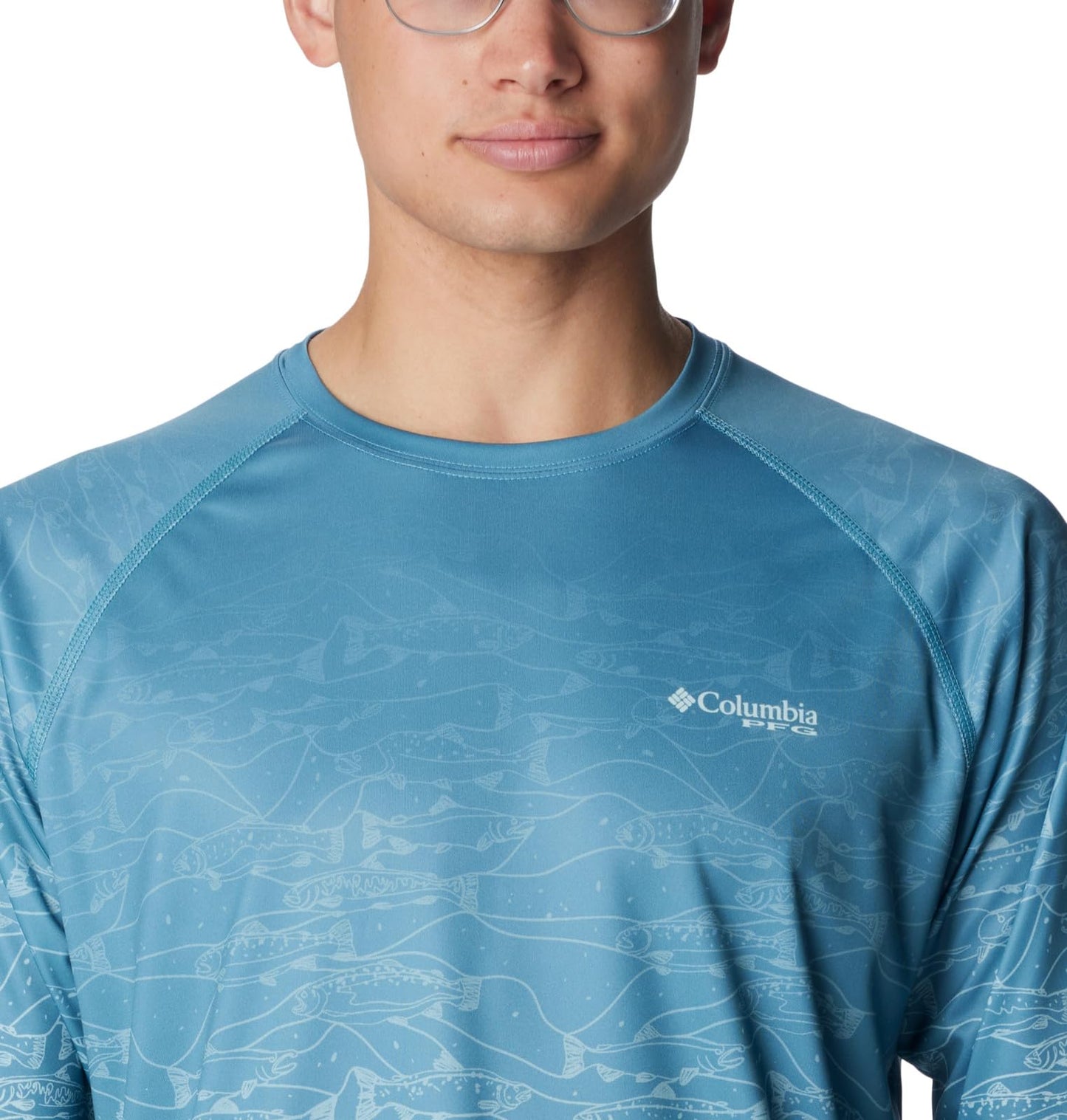 Columbia Men's Super Terminal Tackle PFG Fresh Fade Long Sleeve, Canyon Blue/Tested Tough Fresh Super Fade, Small