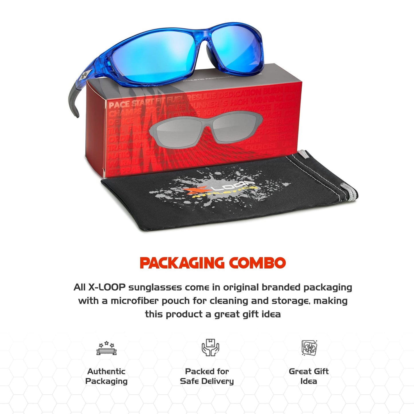 X LOOP Polarized Sports Sunglasses for Men - Wrap Around UV400 Baseball Running Cycling Driving Fishing Golf Glasses