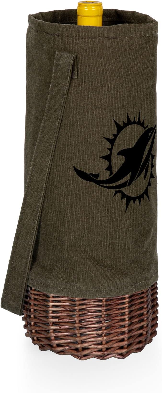 PICNIC TIME NFL Unisex-Adult NFL Malbec Insulated Canvas and Willow Wine Bottle Basket