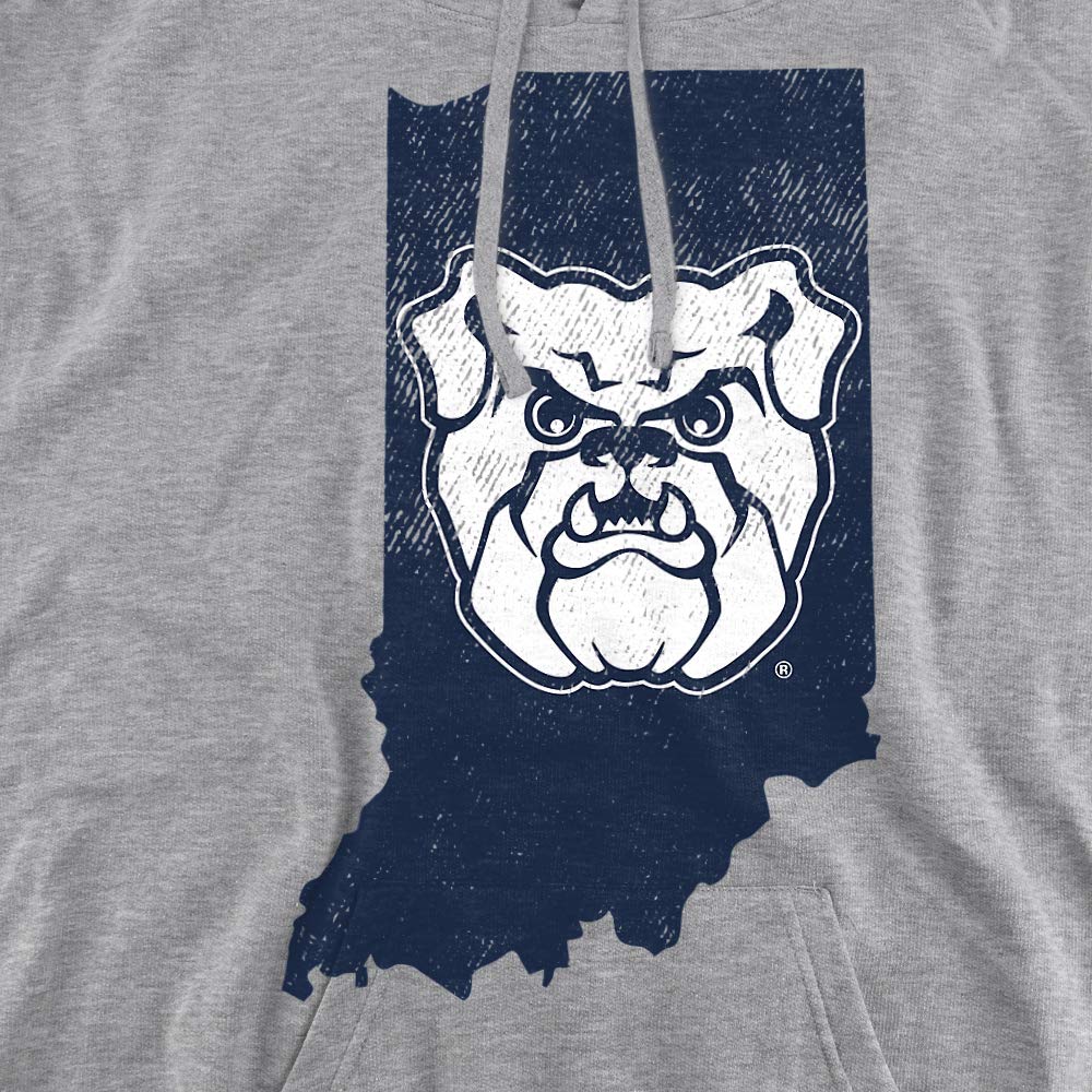 Butler University Official State of Indiana Unisex Adult Pull-Over Hoodie, Athletic Heather, Large