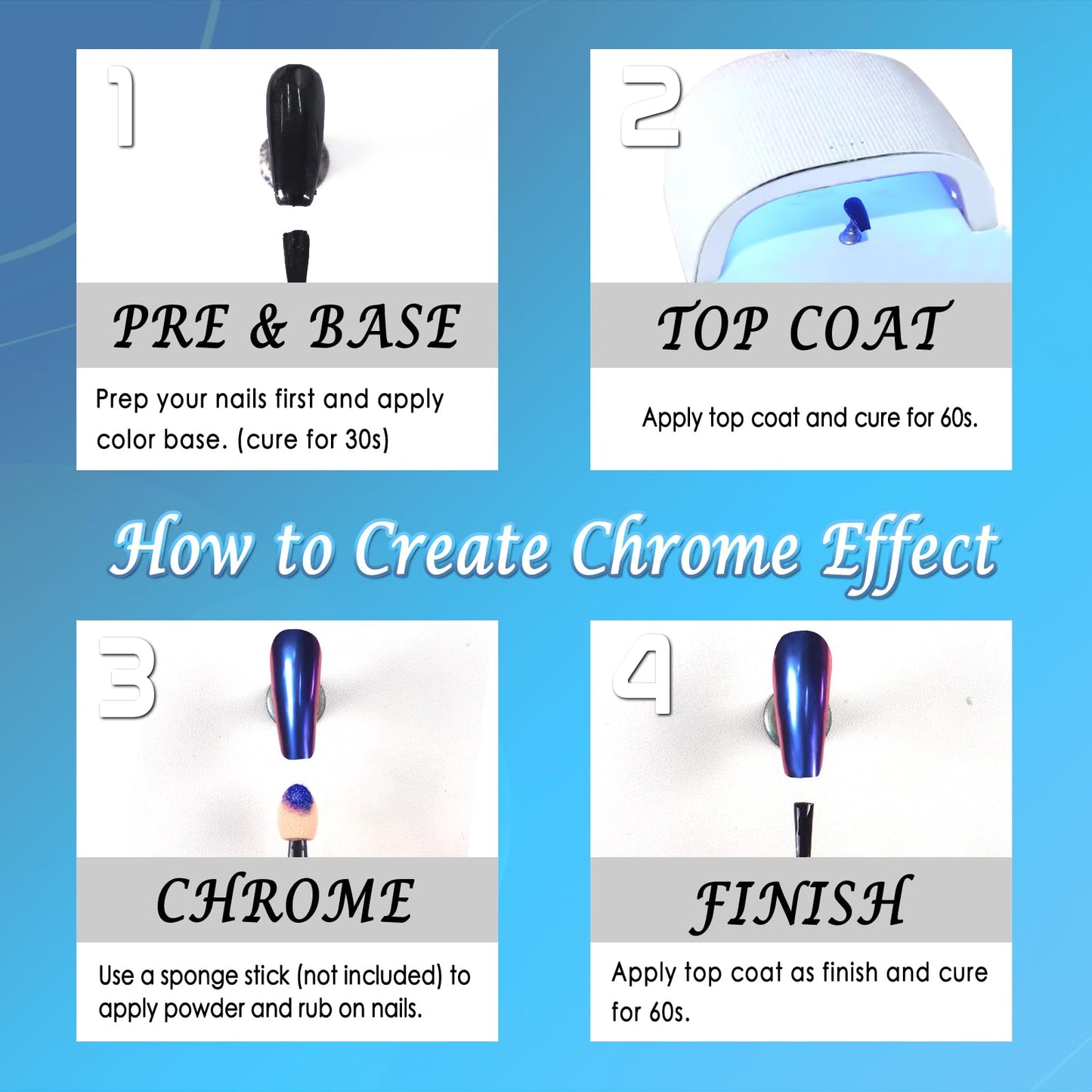 Laza Cat Eye Chrome Nail Powder - Chameleon Magnetic 9D Mirror Effect Pigment Dust - Magic Galaxy Holographic Glitter with Magnetic Stick for Velvet Nail Art - Ocean Eyes