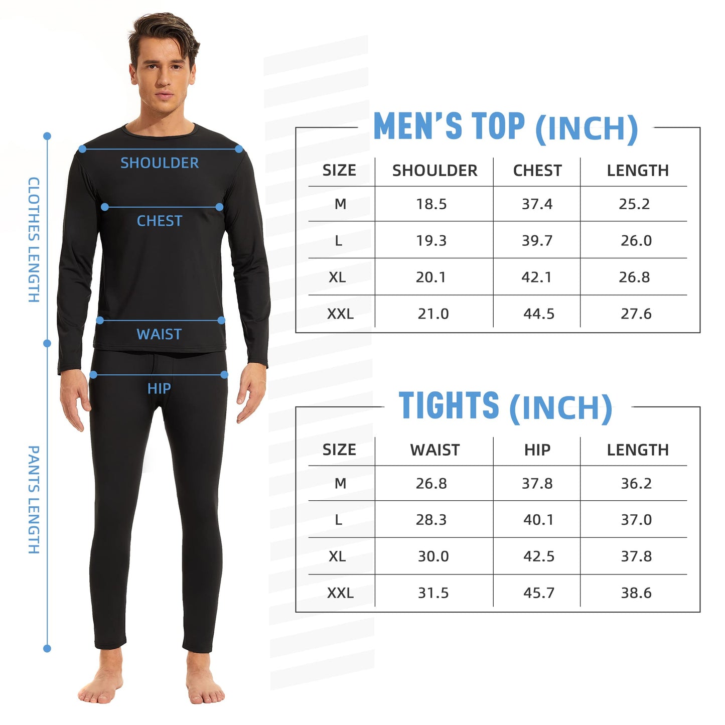American Trends Thermal Underwear for Men Heavy Weight Long Johns Base Layer Set with Fleece Lined Black L