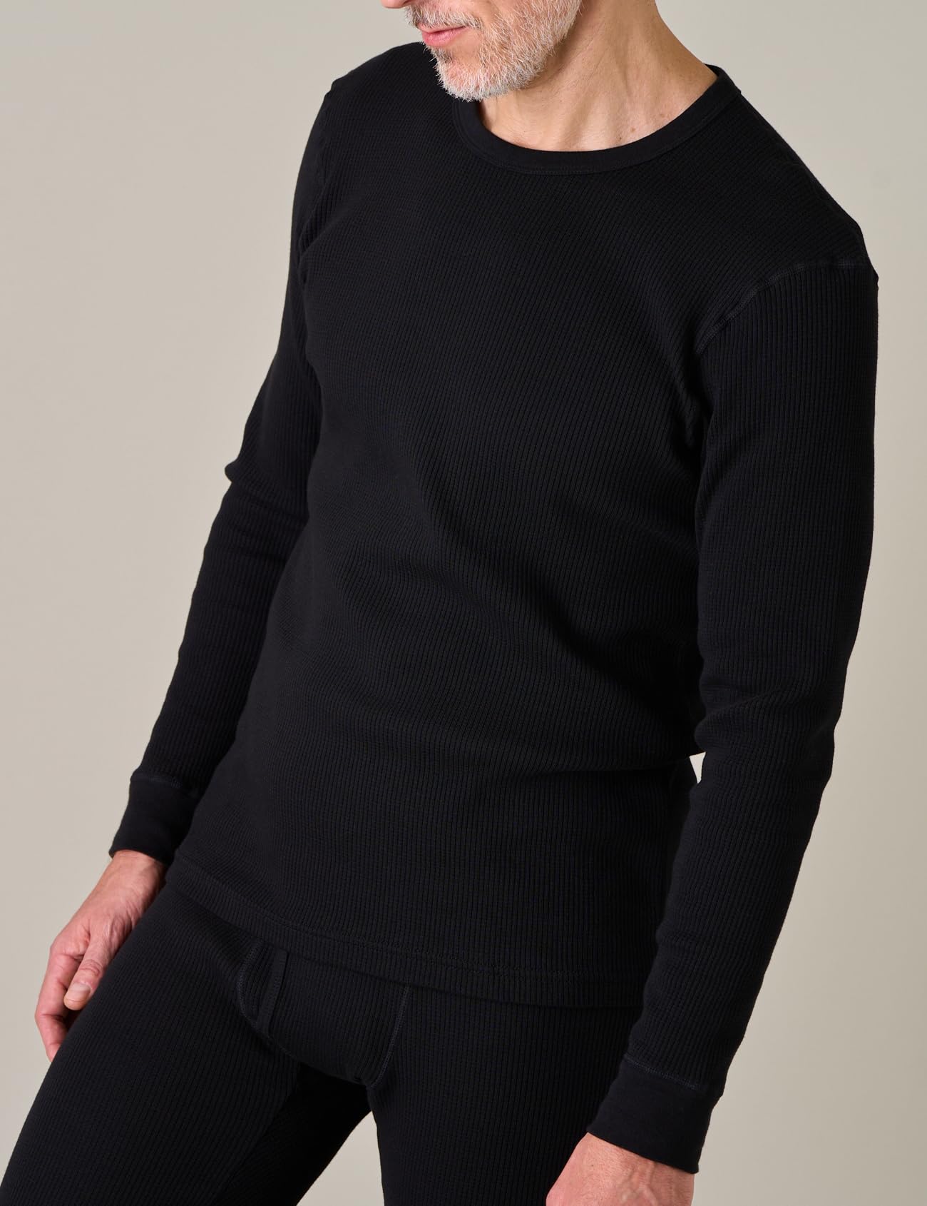 LAPASA Men's Cotton Waffle Thermal Underwear Set Top Long Sleeve Warm Long Johns Base Layer Shirt & Bottom Cold Weather Heavyweight M137 X-Large Black