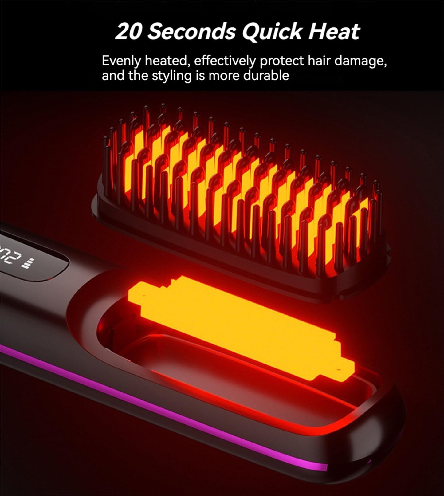 Numoya Gobrush Pro-Numoya Portable Straightener Brush-Gobrush Pro, Hair Straightening Brush for Women-Rechargeable & Cordless (Purple)