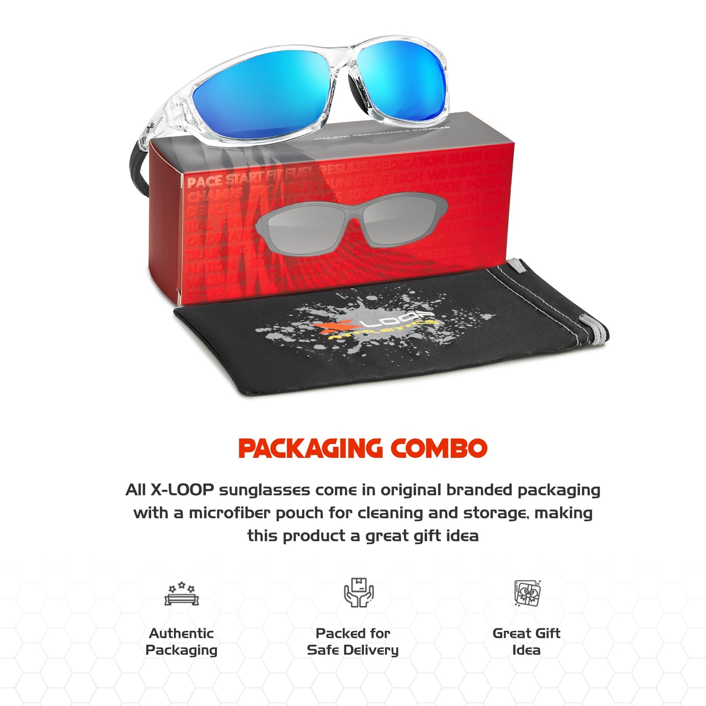 X LOOP Polarized Sports Sunglasses for Men - Wrap Around UV400 Baseball Running Cycling Driving Fishing Golf Glasses