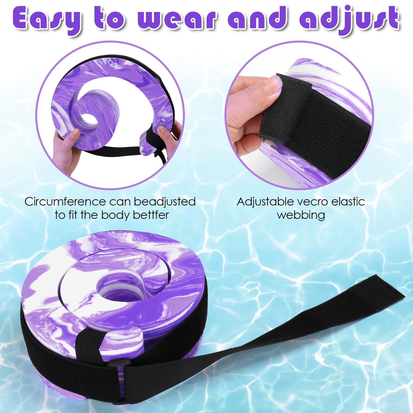 Water Aerobics Set for Aquatic Exercise, New Upgrade Aquatic Exercise Dumbbells and Foam Swim Aquatic Cuffs with Detachable Vecro, Aquatic Fitness Equipment for Water Workouts, Camouflage Purple