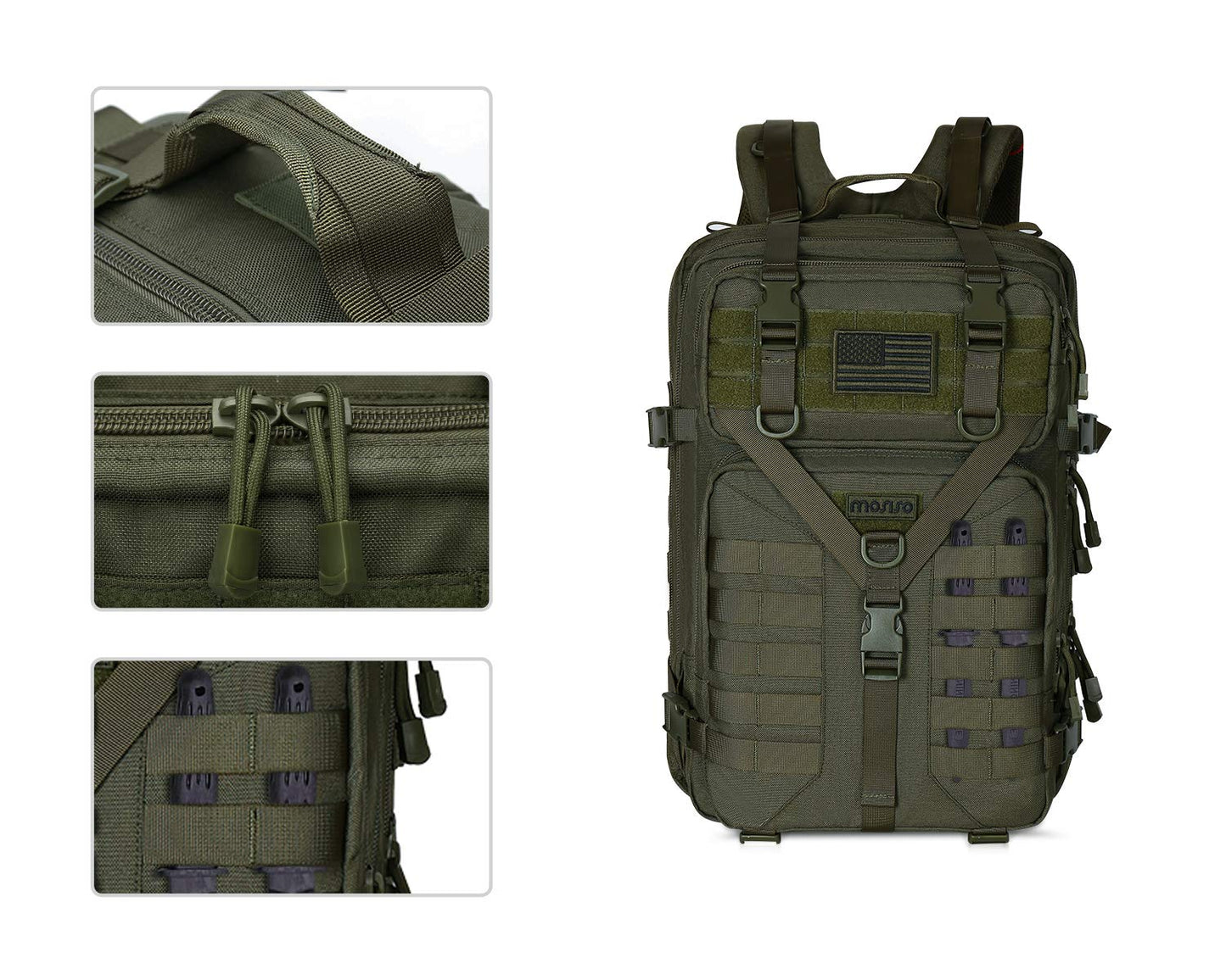 MOSISO 50L Tactical Backpack, Large Men 3 Day Assault Rucksack Military Daypack,Army Green