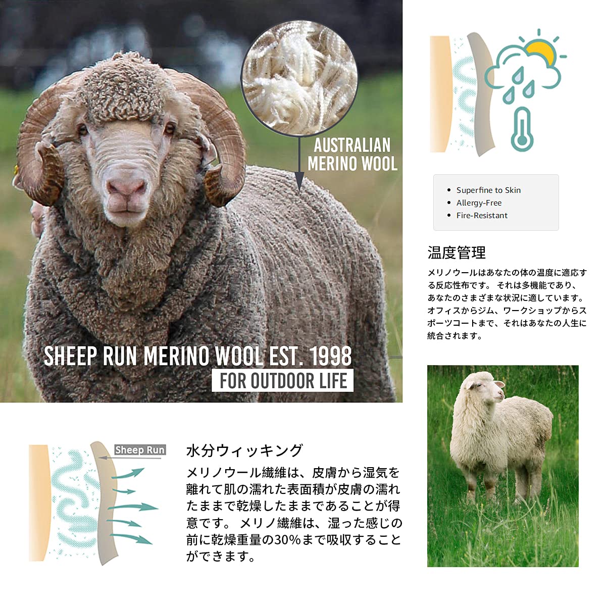 SHEEP RUN Merino Wool T Shirt Men's Lightweight Wicking Breathable Base Layer Shirt (Dark Grey, Large)