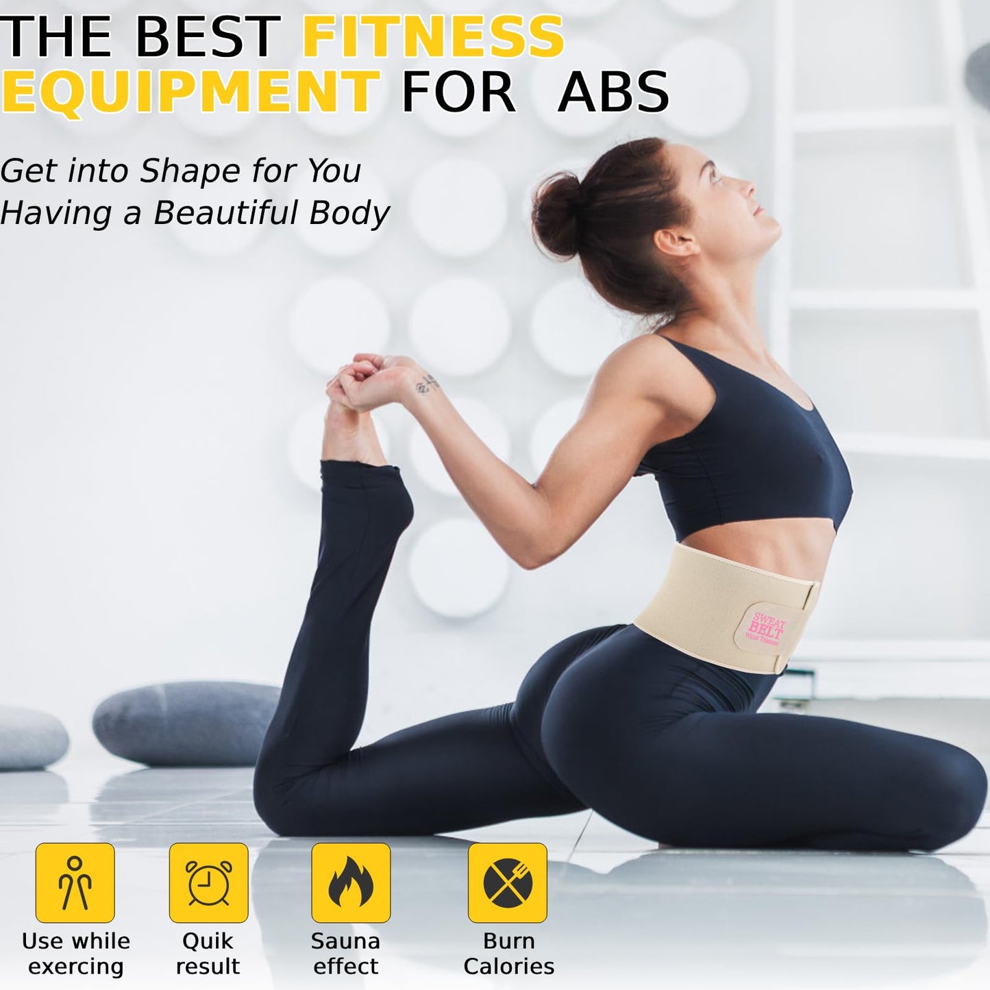 kissleaf Waist Trainer for Women Lower Belly Fat Sweat Band for Stomach Weight Loss get into shape Waist Trainer for Women Working Out Sweat Belts for Weight Loss (Unisex) -Champagne-M