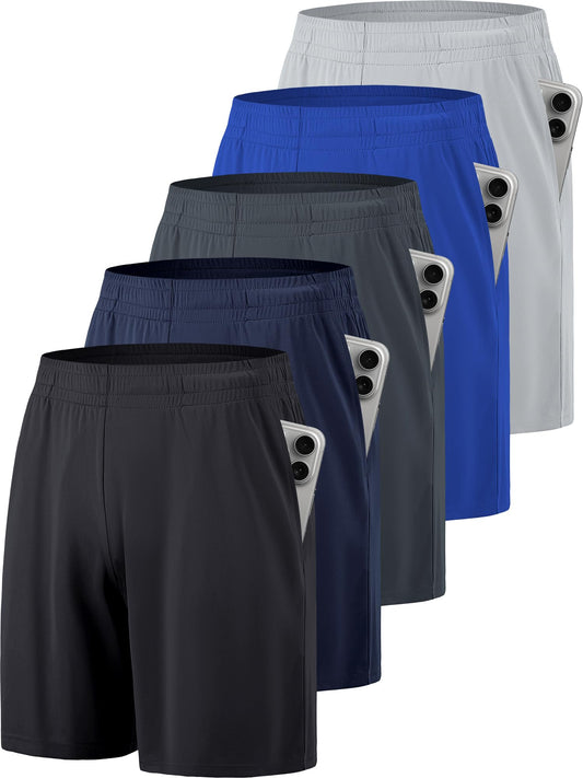 KCVENN Men Athletic Shorts Inseam 7" Basketball Gym Running Shorts with Pockets and Elastic Waistband Quick Dry
