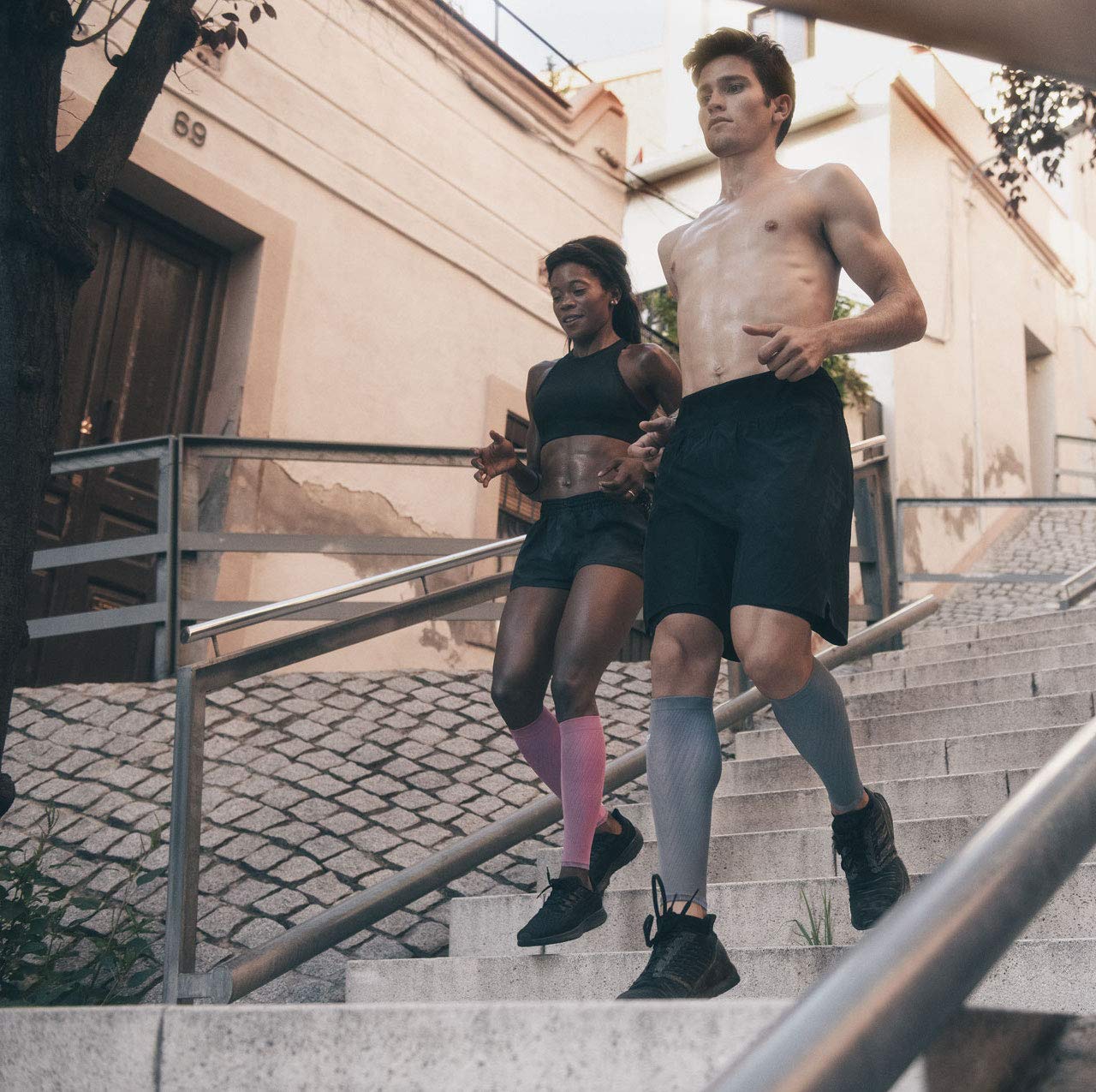 CEP Men's Ultralight Compression Calf Sleeves Black/Light Grey Size 5