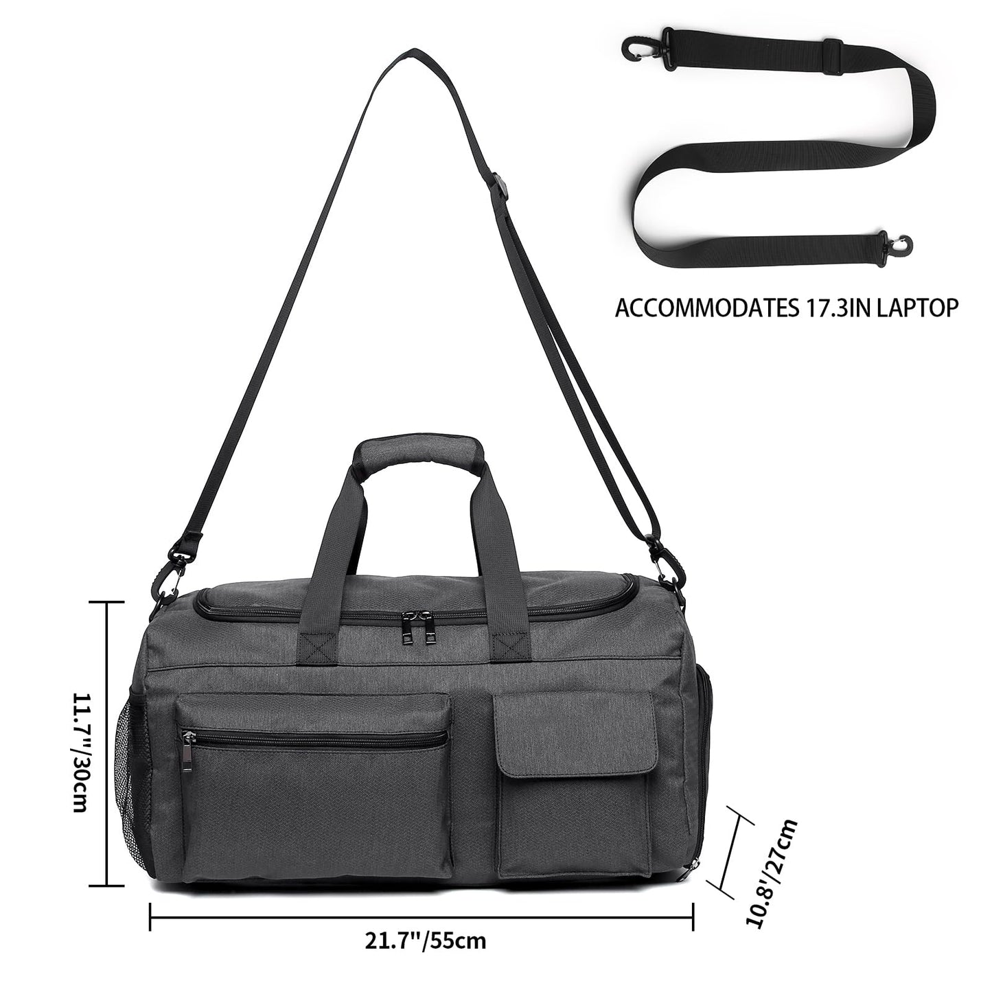 Gym Bag, Weekender Bag for Men Travel Duffel Bag with Wet Pocket Large Overnight Bag with Shoe Compartment Carry On Travel Bag Gym Duffle Bag Sports Bag-Black