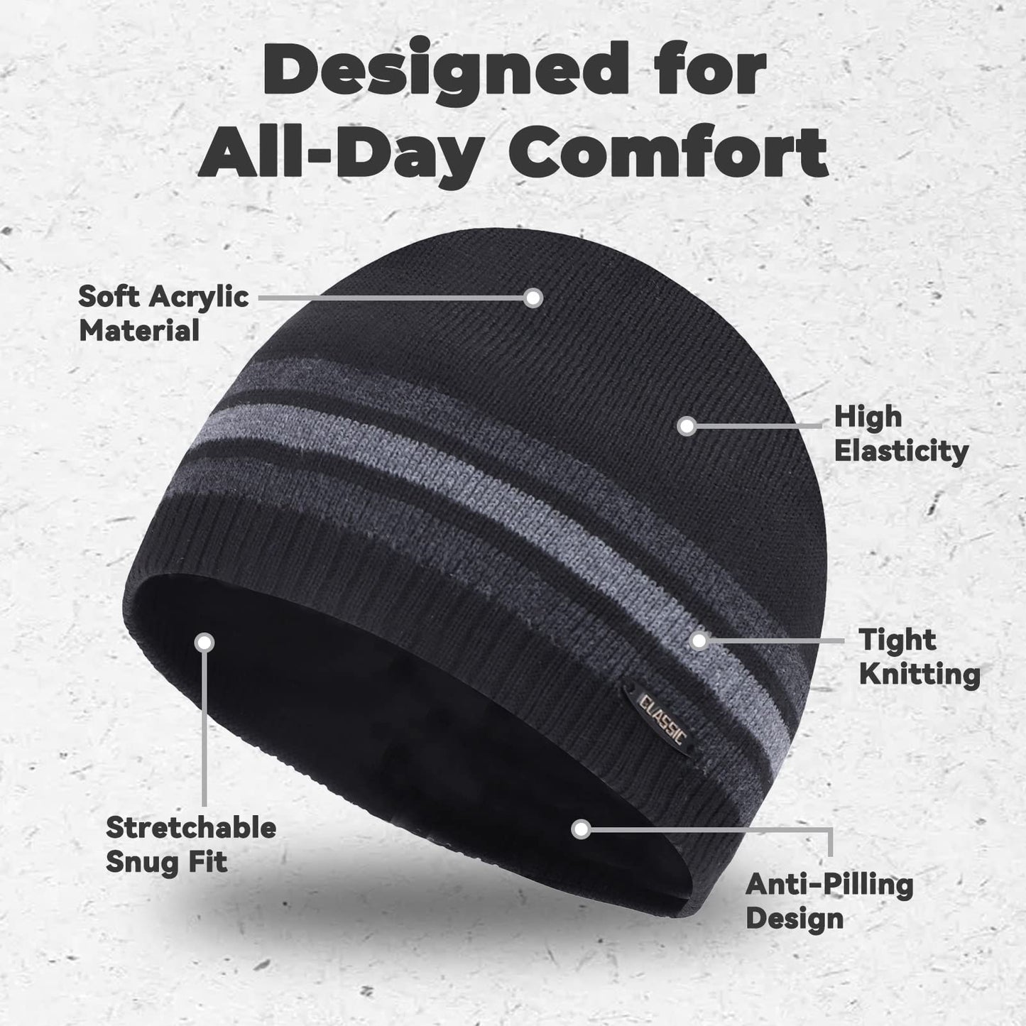 BUTITNOW Oversize XXL Winter Beanie Knit Hat for Men - Daily Knit Ribbed Cap - Warm Toboggan Skull Caps for Cold Weather