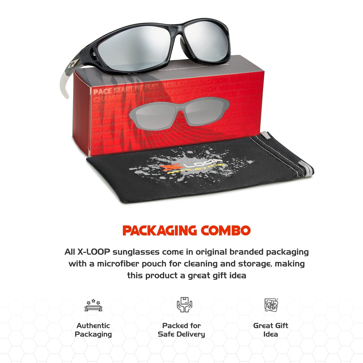 X LOOP Polarized Sports Sunglasses for Men - Wrap Around UV400 Baseball Running Cycling Driving Fishing Golf Glasses