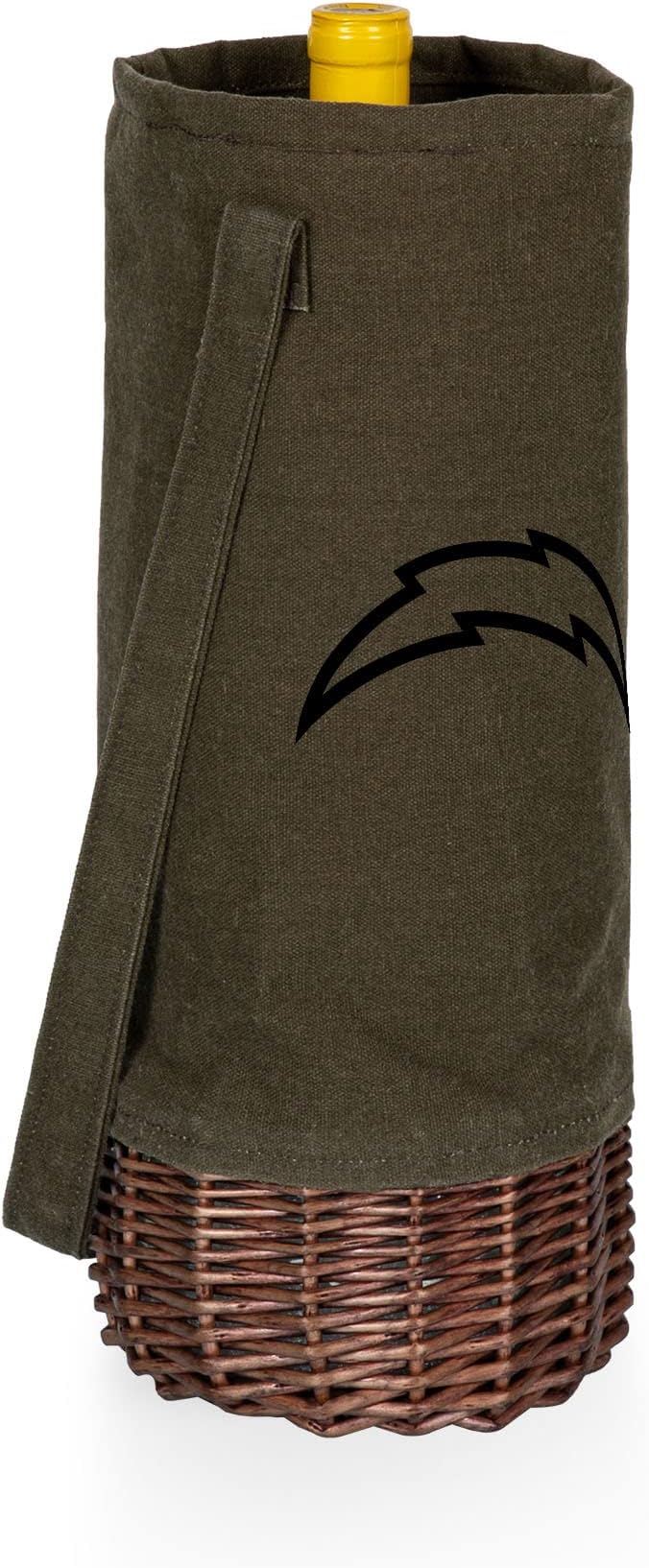 PICNIC TIME NFL Unisex-Adult NFL Malbec Insulated Canvas and Willow Wine Bottle Basket