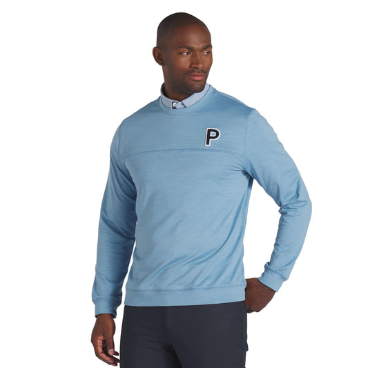 PUMA Golf Men's CLOUDSPUN Patch Crewneck, Zen Blue Heather