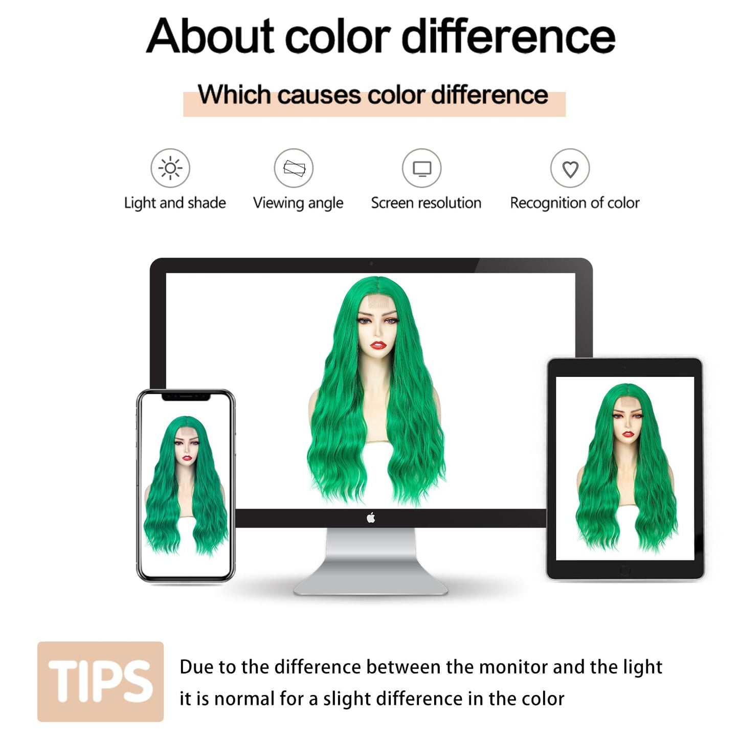 YBYMCAI Green Wig - Long Green Wavy Wigs for Women Middle Part Green Wig 26 inch Natural Curly Synthetic Wig Heat Resistant Fiber Wigs for Daily Party Use