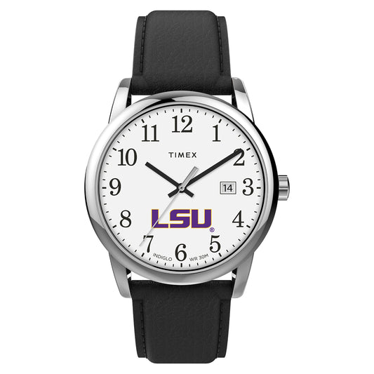 Timex Men's Collegiate Easy Reader 38mm Watch – LSU Tigers with Black Leather Strap