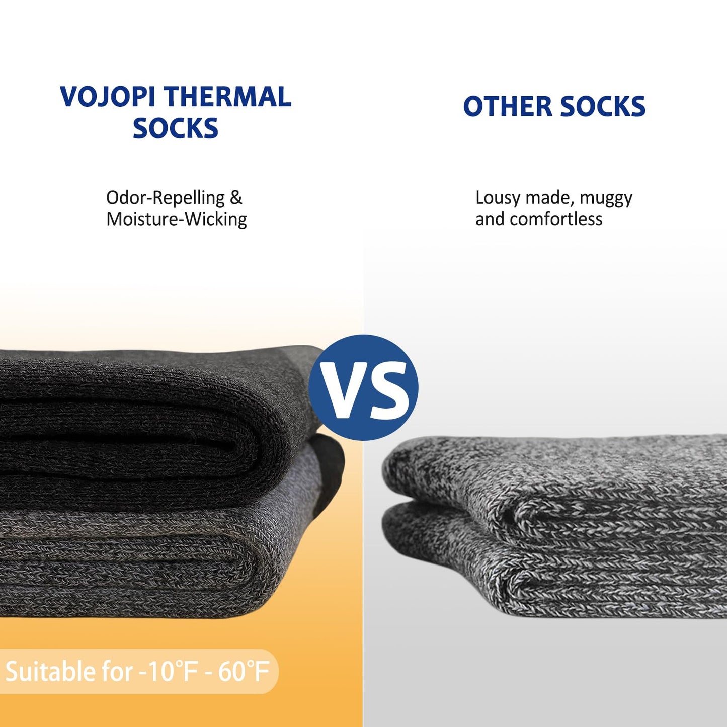 VoJoPi 5 Pairs Warm Thermal Socks for Men Thick Wool Hiking Winter Warm Socks Moisture Wicking Cozy Socks for Cold Weather