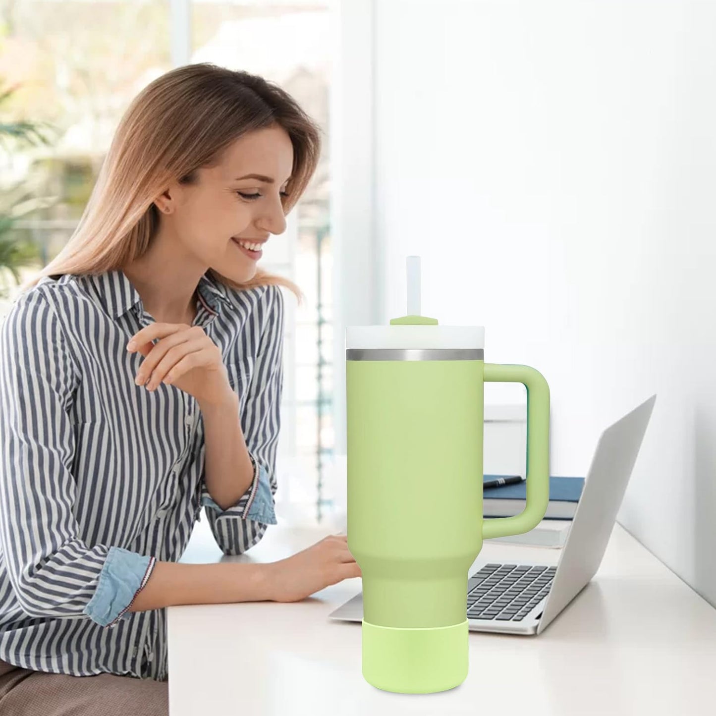 HEYSKAY 2pcs Protective Flask Silicone Boot Base for Stanley Quencher Adventure 40oz & Stanley IceFlow 20oz 30oz Tumbler, and Compatible with 12-24oz Hydro Sport Water Bottles,Yeti and More