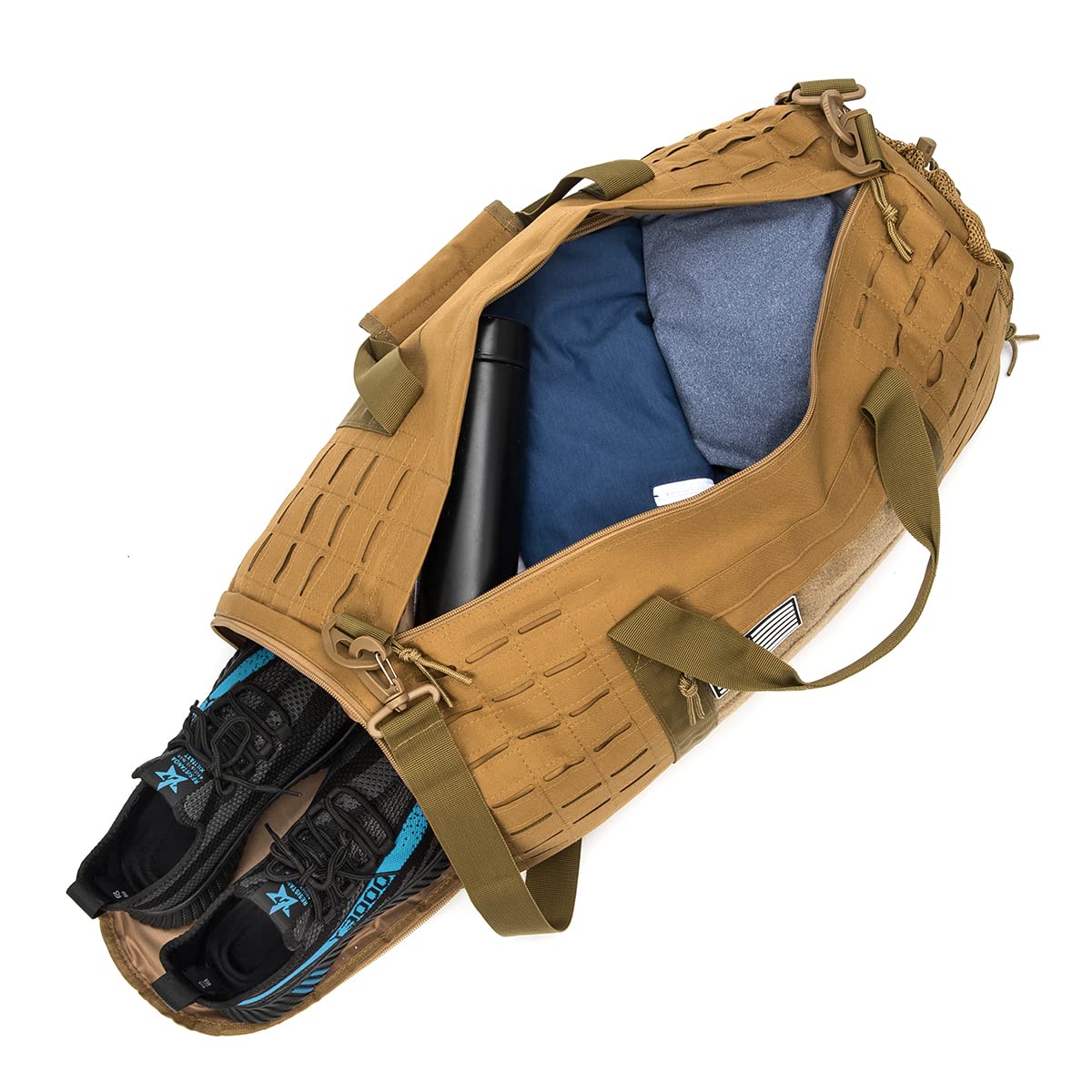 QT&QY 40L Military Tactical Duffle Bag For Men Sport Gym Bag Fitness Tote Travel Duffle Bag Training Workout Bag With Shoe Compartment Basketball Football Weekender Bag