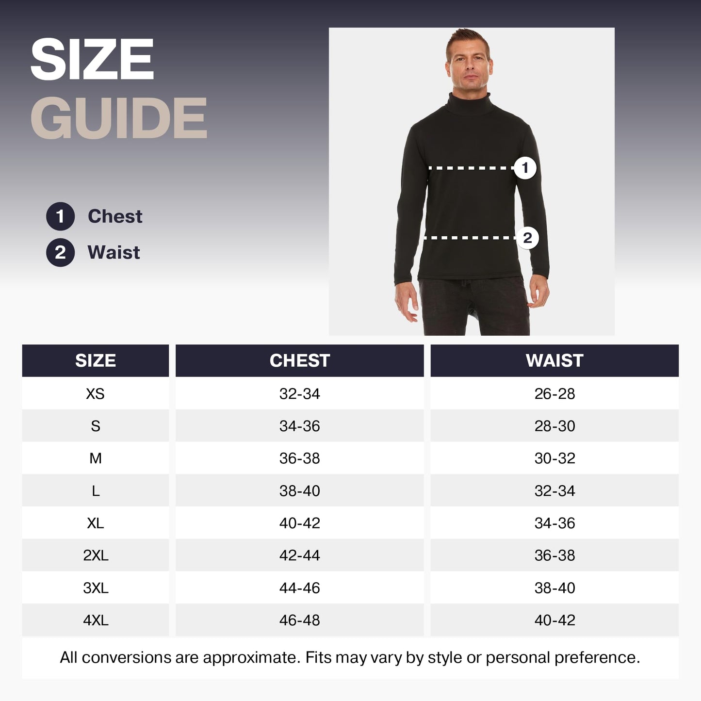 Thermajohn Charcoal Mens Turtleneck Long Sleeve Shirts Slim Fit Thermal L