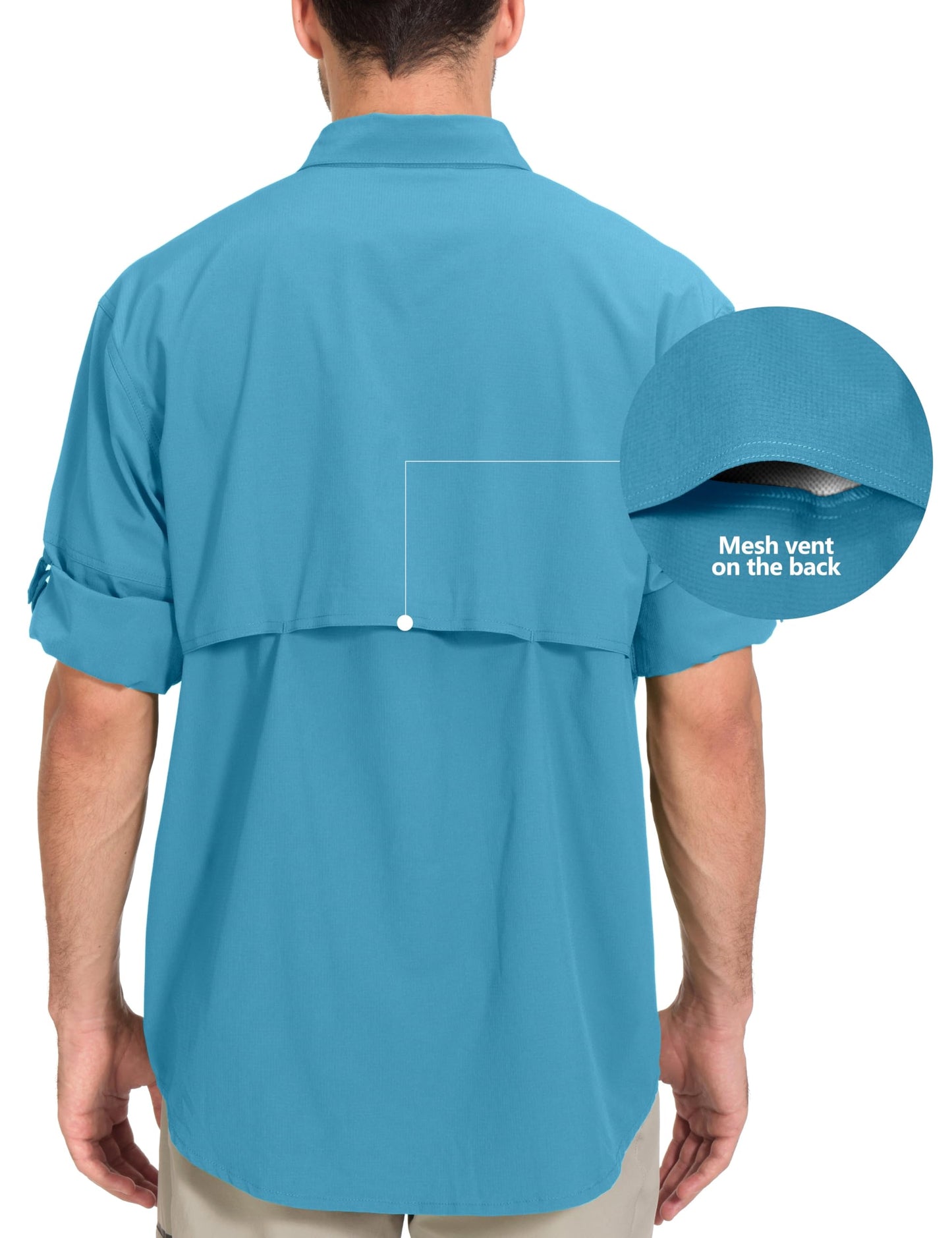 Little Donkey Andy Men's Quick-Dry Stretch Sun Protection Long Sleeve Tactics Shirt Horizon Blue XL