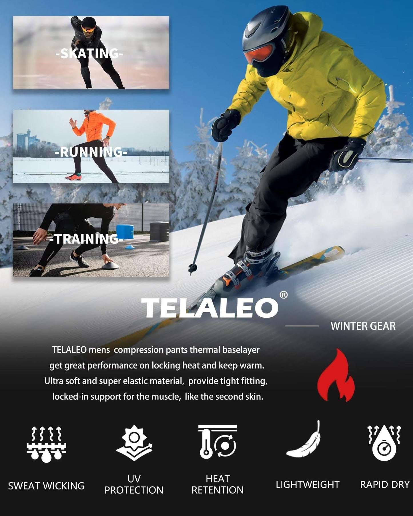 5 Pack Men's Thermal Compression Pants Fleece Lined Sports Tights Athletic Leggings Cold Weather Baselayer Winter Gear XL