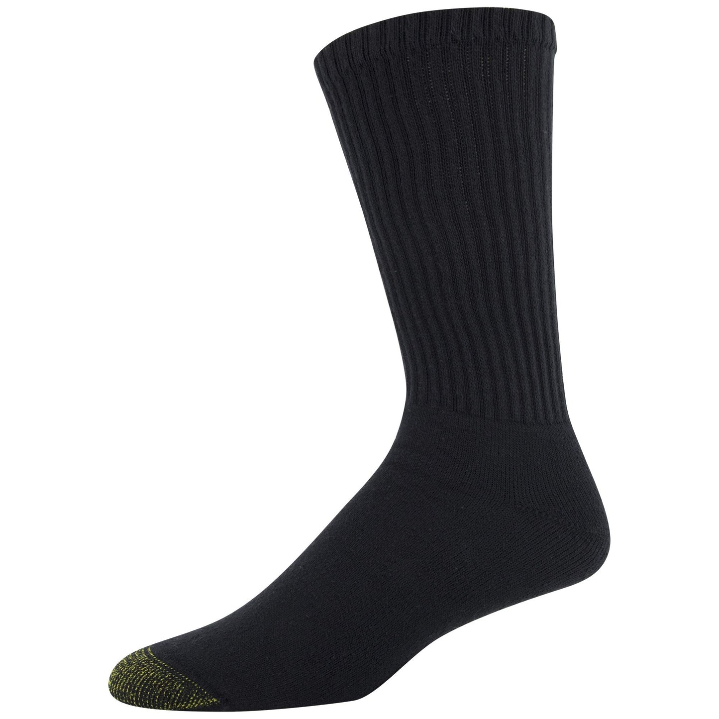 GOLDTOE Men's 656S Cotton Crew Athletic Socks, Multipairs, Black (12-Pairs), Large