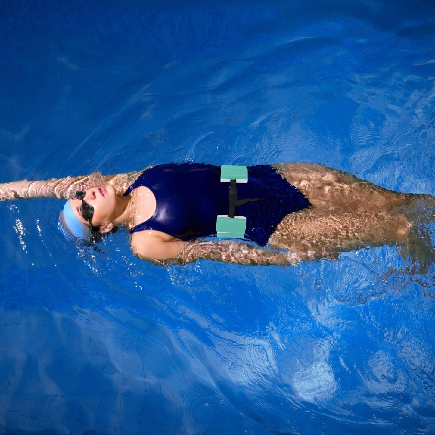 NEAGLORY 5 Pieces Water Aerobics Set Aquatic Exercise Set Pool Fitness Equipment Foam Water Dumbbell, Swim Kickboard, Pull Buoy, Aquatic Swim Belt for Water Exercise, Green