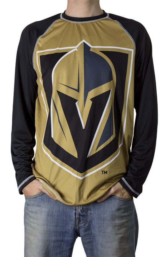 NHL Mens Long Sleeve Performance Active Wear Rash Guard Shirt (X-Large, Vegas Golden Knights, x_l)