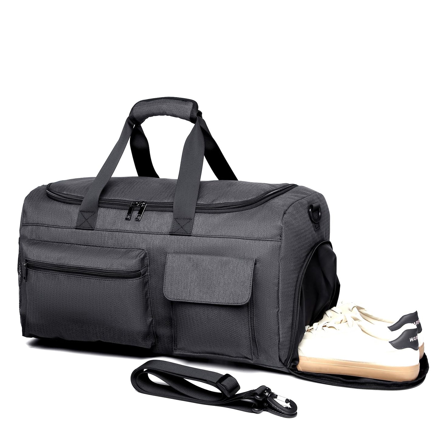 Gym Bag, Weekender Bag for Men Travel Duffel Bag with Wet Pocket Large Overnight Bag with Shoe Compartment Carry On Travel Bag Gym Duffle Bag Sports Bag-Black