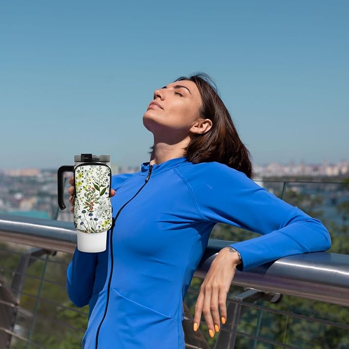 Water Bottle Pouch for Stanley Cup 40oz 30oz,Personalized Gym Purse for Men Women, Tumbler Pouch with Versatile Pocket Water Bottle Bag for Cards, Keys, Phone Botanical Leaf