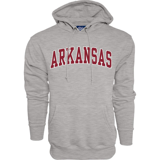 Blue 84 Men's Arkansas Razorbacks Arching Team Name Dark Heather Hoodie, Arkansas Razorbacks Dark Heather, Large
