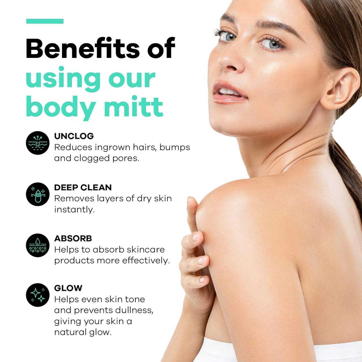 Dermasuri Deep Exfoliating Glove - Polishing Mitt Body Scrubber - Korean Skin Cleaner Exfoliator & Dead Skin Buffing Treatment - Keratosis Pilaris Scrub Remover- Shower Skincare (1 Pack)