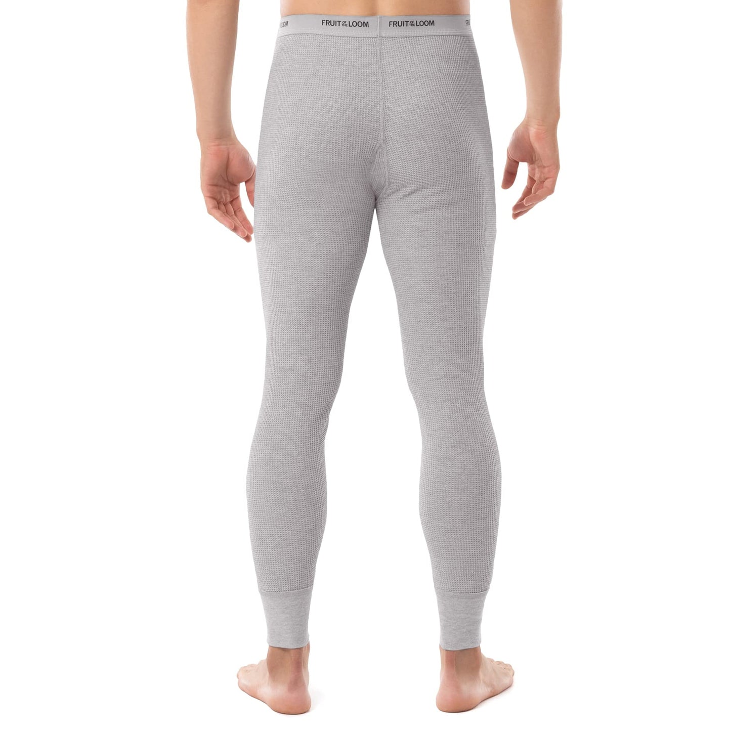 Fruit of the Loom Men's Classic Midweight Waffle Thermal Underwear Bottoms (2-Pack), Light Grey Heather/Black Soot, XX-Large
