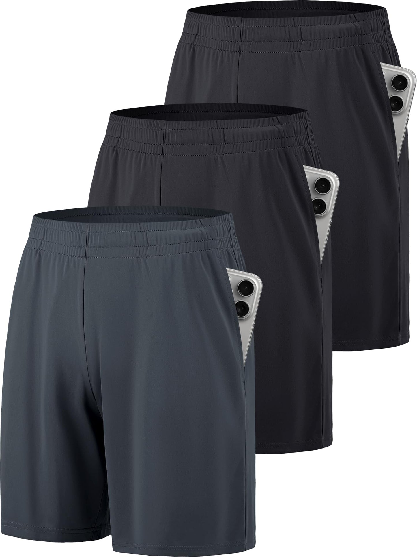 KCVENN Men Athletic Shorts Inseam 7" Basketball Gym Running Shorts with Pockets and Elastic Waistband Quick Dry