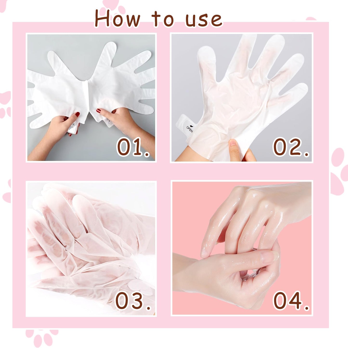 DWDiWen Hand Masks, 6 Pairs Hydrating Exfoliating Hand Peeling Mask, Smooth Hand Masks Moisturizing Gloves Overnight for Dry, Rough, Cracked Hands, Hand Skin Moisturizer Glove for Women Men（D