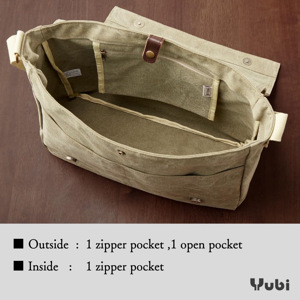 HANPU KOUBOU Shoulder Bag Messenger Bag Men Ladies Canvas Shoulder Laptop bag crossbody Diagonal 3X81 (Khaki)