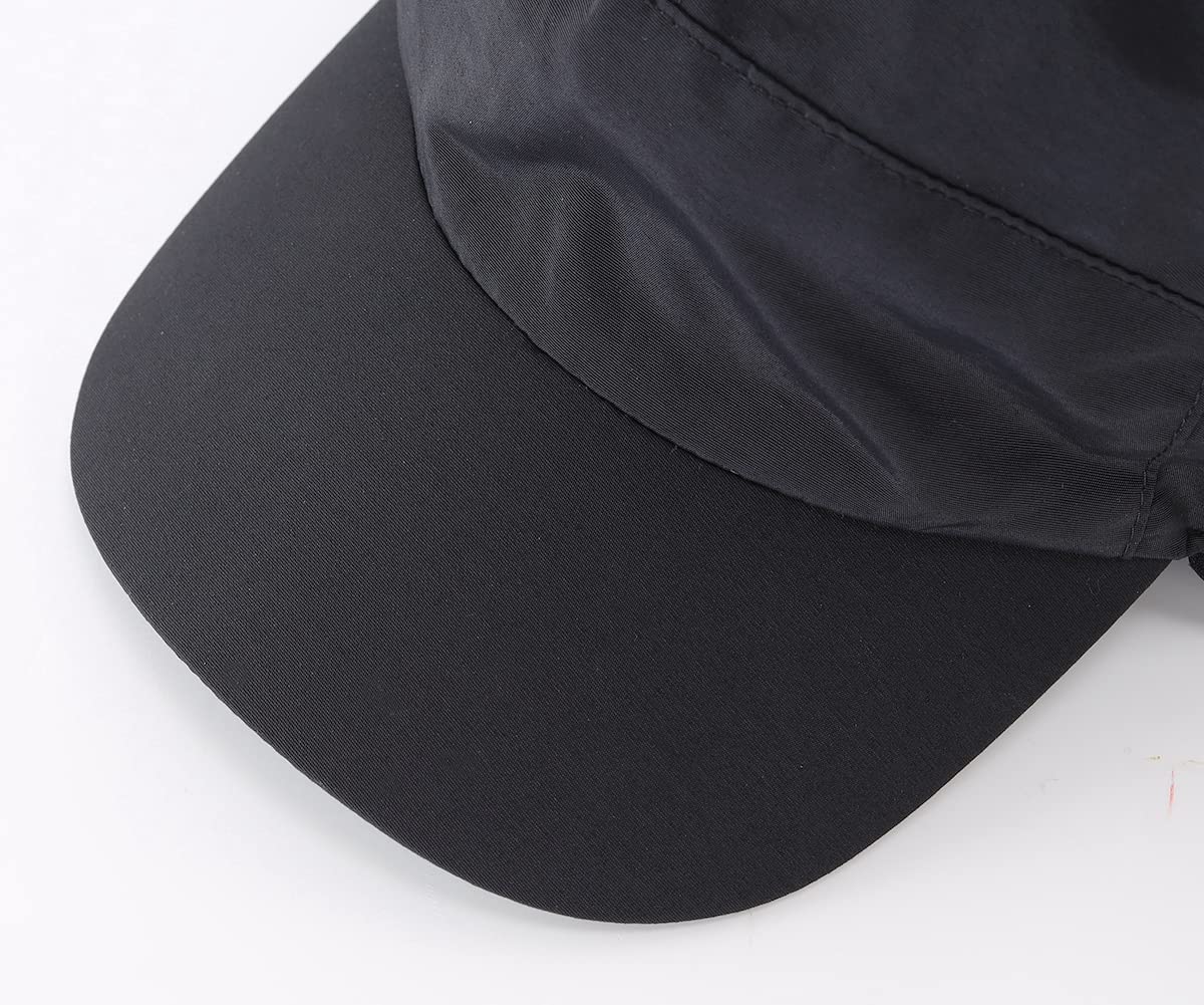 Home Prefer Waterproof Mens Winter Hats with Brim Fleece Lined Earflaps Hat Warm Baseball Cap with Earflaps Trapper Hat Black