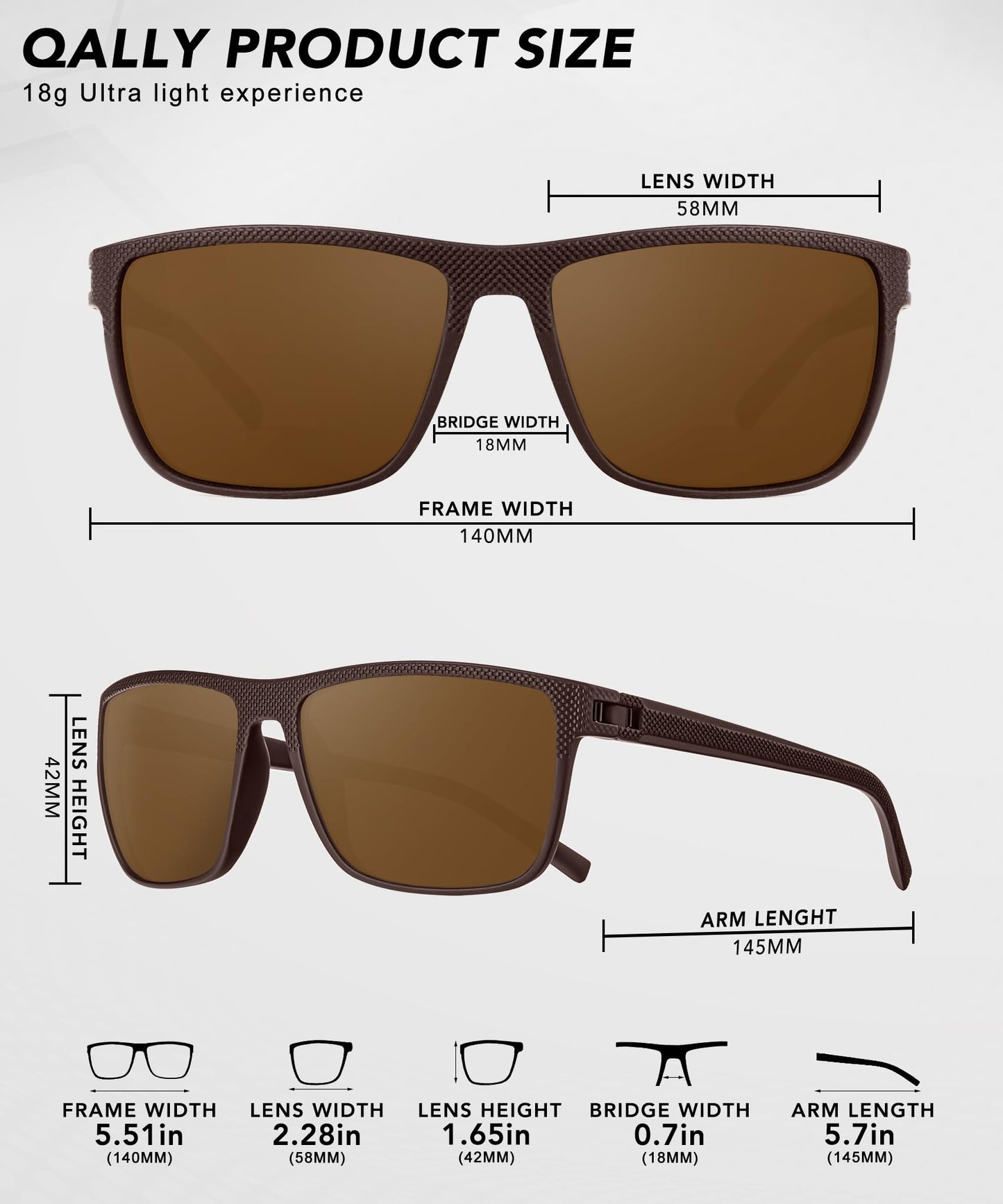 QALLY Night Vision Glasses Men, Polarized Sunglasses Men with UV protection Lightweight Sun Glasses for Driving Fishing Golf