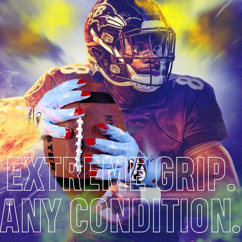 LISAAZ Ball Feel Sensation Football Gloves - Tacky Grip for Youth and Adult, Top Notch Receiver Gloves for Men and Kids 8-12