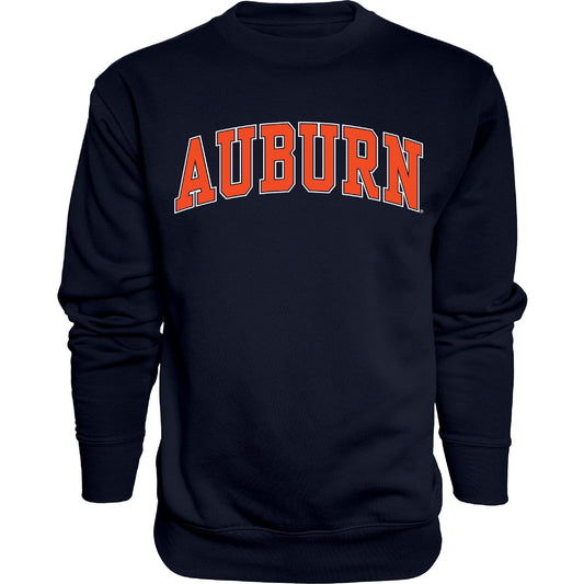 Blue 84 Men's Auburn Tigers Arching Team Color Crewneck Sweatshirt, Auburn Tigers Navy, Large