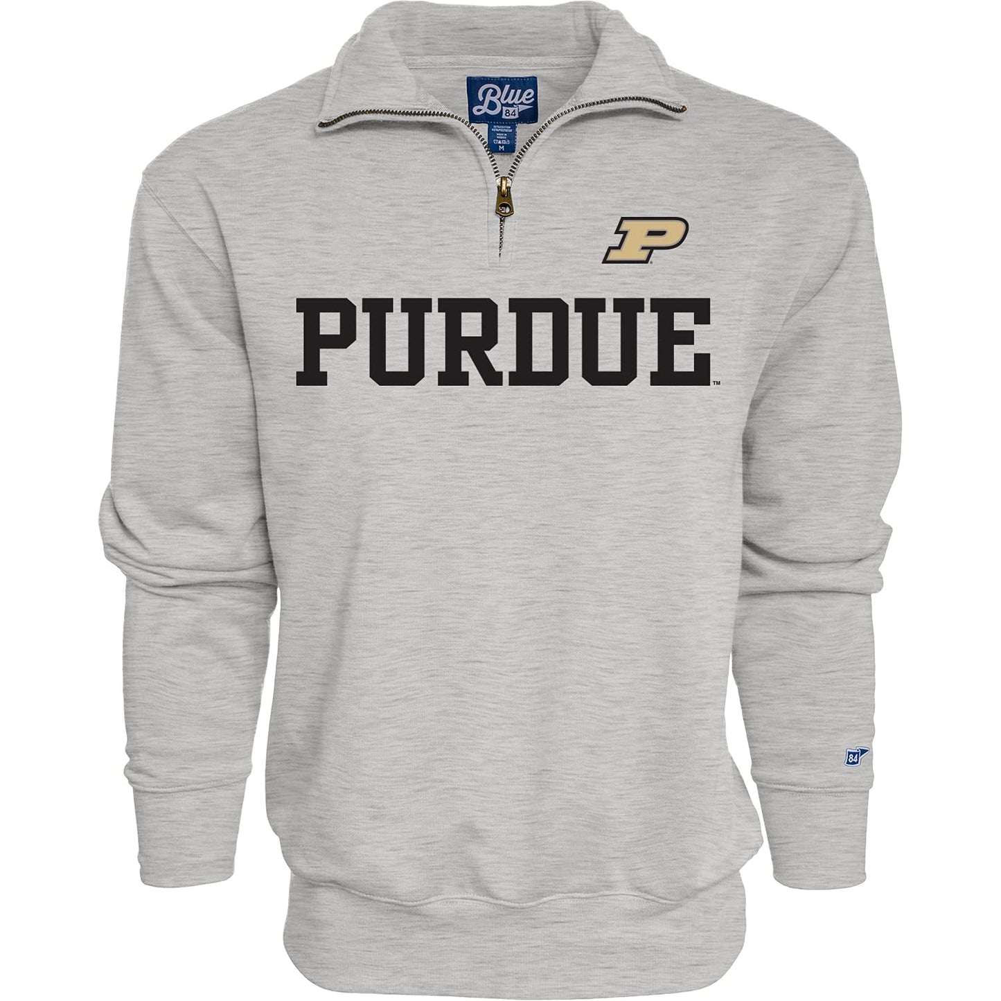 Blue 84 Men's Purdue Boilermakers Quarter Zip Sweatshirt Grey, Grey, X-Large