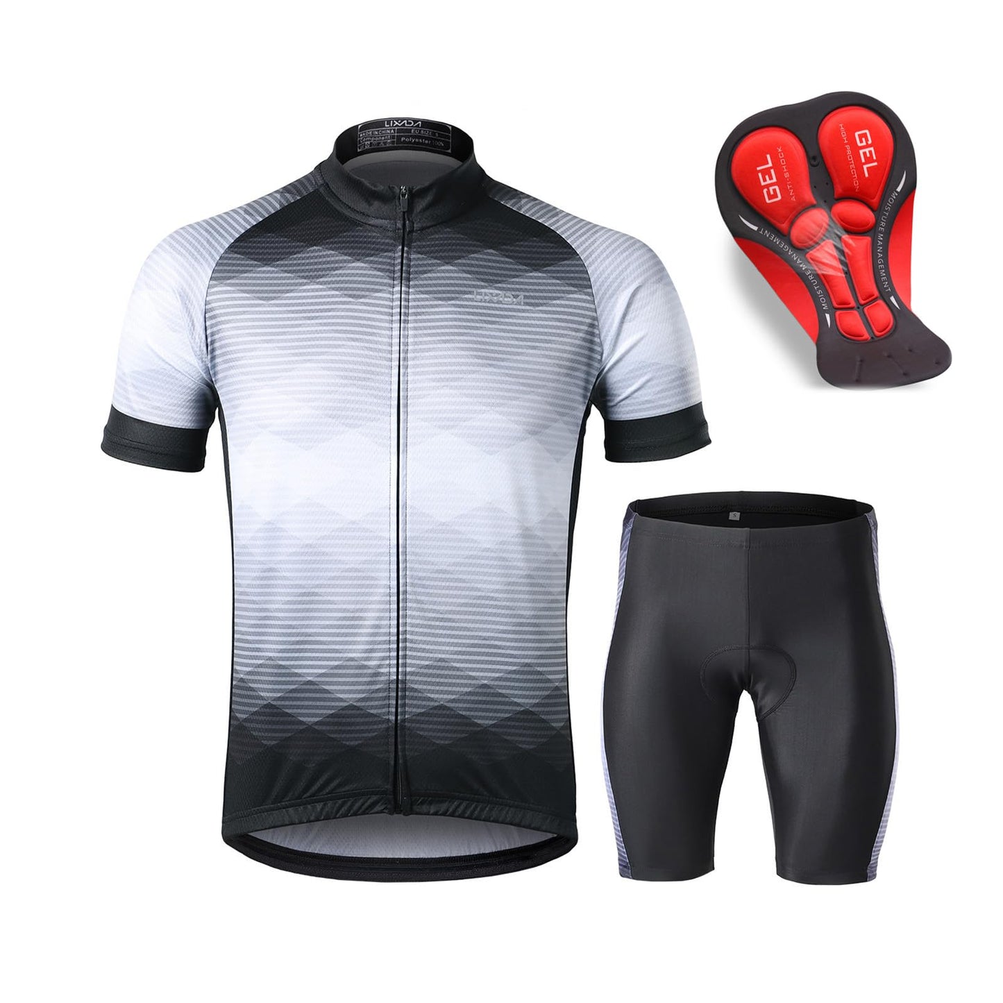 LIXADA Men's Cycling Jersey Set Bicycle Short Sleeve Set MTB Bicycle Suit Quick-Dry Breathable Shirt Pants Set