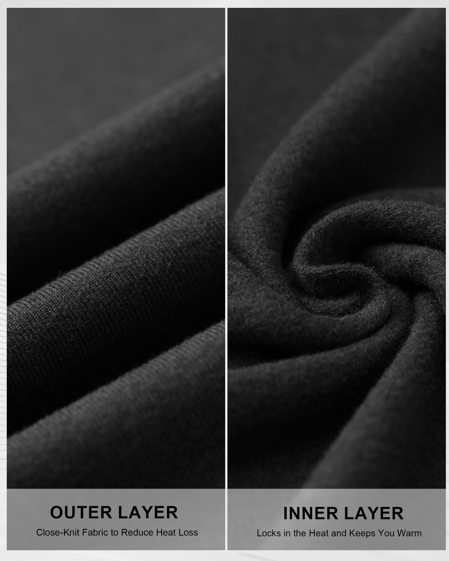 EoBeKee Mens Thermal Underwear Set - Fleece Lined Long Johns Thermals Top and Bottom Base Layer for Cold Weather Winter Ski Black