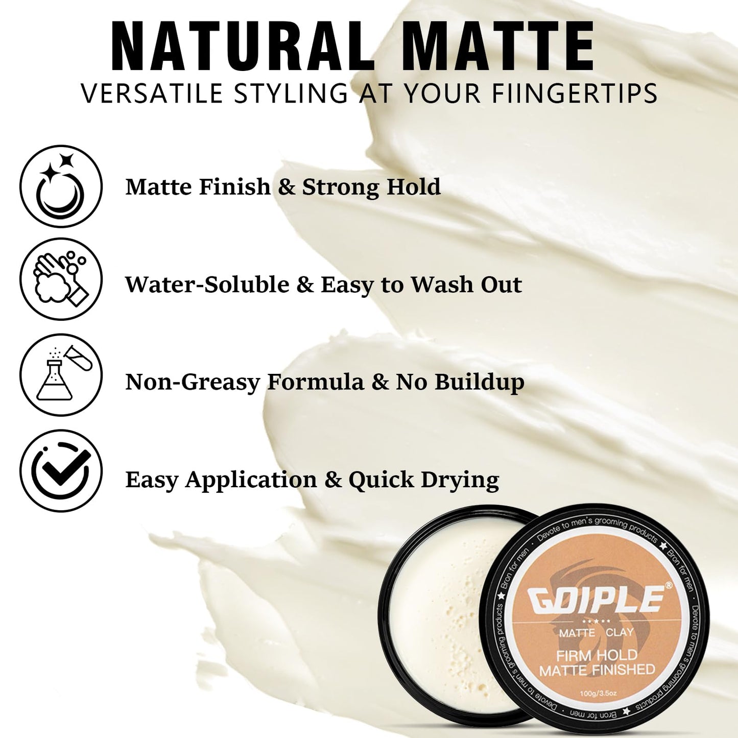 Hair Styling Clay for Men Firm Hold - Matte Finish Hair Clay Hair Paste Water Based Matte Texture Pomade Mens Hair Products - Hair Paste Clay Pomade Ideal for All Men's Hair Types 3.5oz (2PCS)