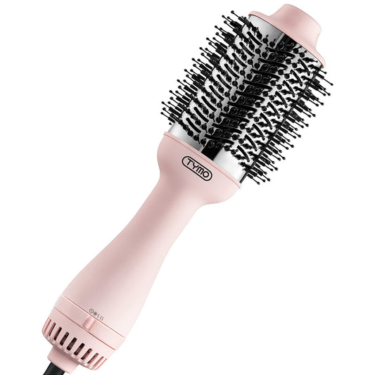 TYMO Pink Volumizer Hair Dryer Brush with Titanium Barrel, 1200W, 3 Speeds, Nylon Bristles, Ionic Technology, Salon Long-lasting Hairstyles, Hot Air Brush for Women, Designed for 120V USA Outlets