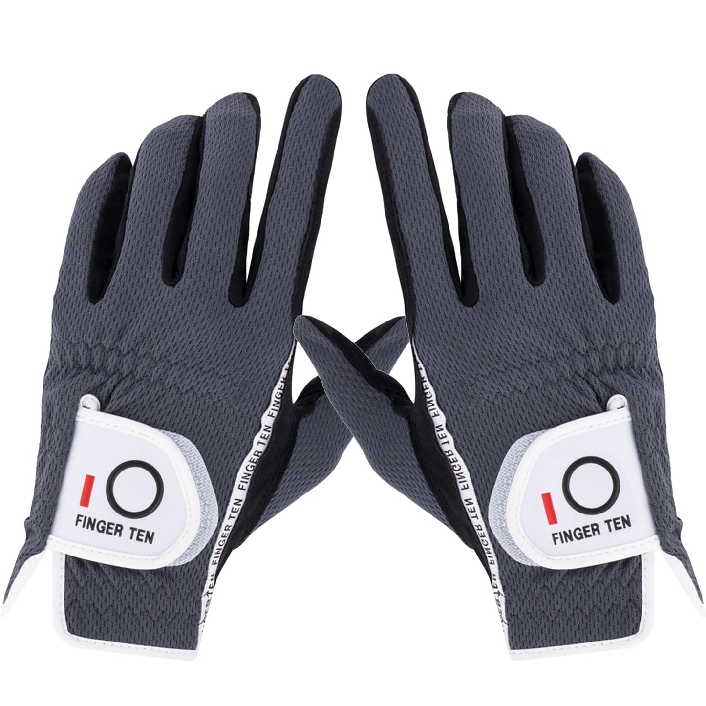 Amy Sport Mens Golf Gloves Pair Both Hands Left and Right Rain Grip Weathersof No Sweat All Weather Grips Soft Comfortable Breathable (Dark Gray, Large)